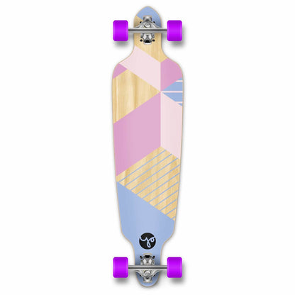 Yocaher Drop Through Longboard Complete - Geometric Series - Purple