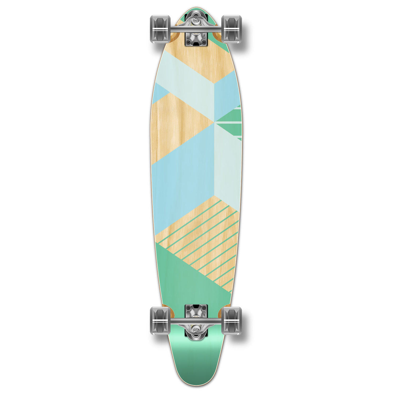 Yocaher Kicktail Longboard Complete - Geometric Series - Green