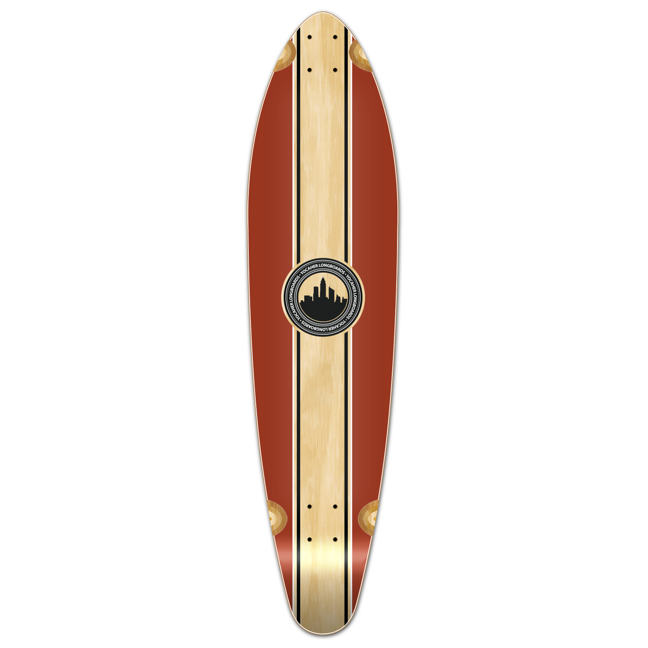 Yocaher Kicktail Longboard Deck - Crest Burgundy