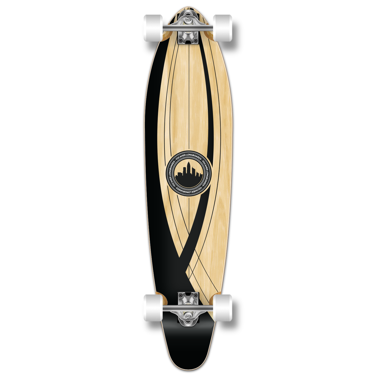 Yocaher Kicktail Longboard Complete - Crest Onyx