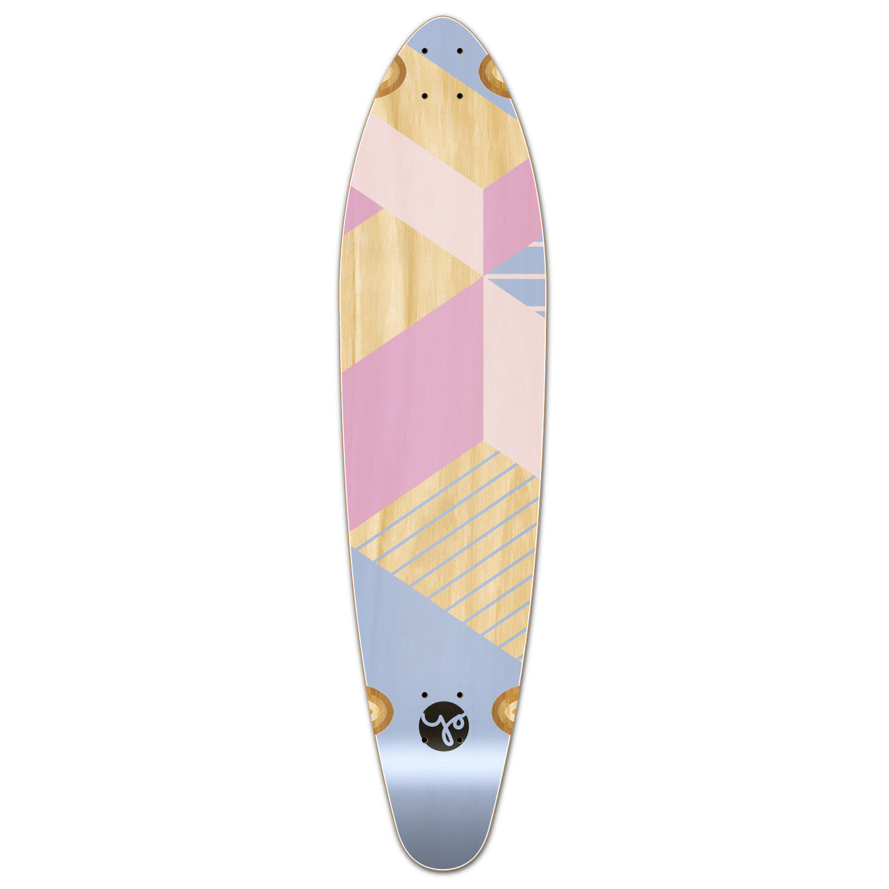 Yocaher Kicktail Longboard Deck - Geometric Series - Purple