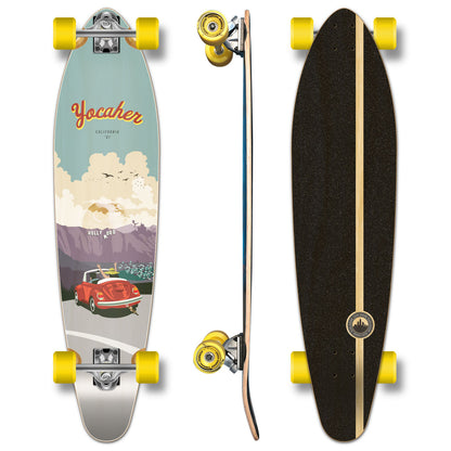 Yocaher Kicktail Longboard Complete - VW Bettle Series - Red