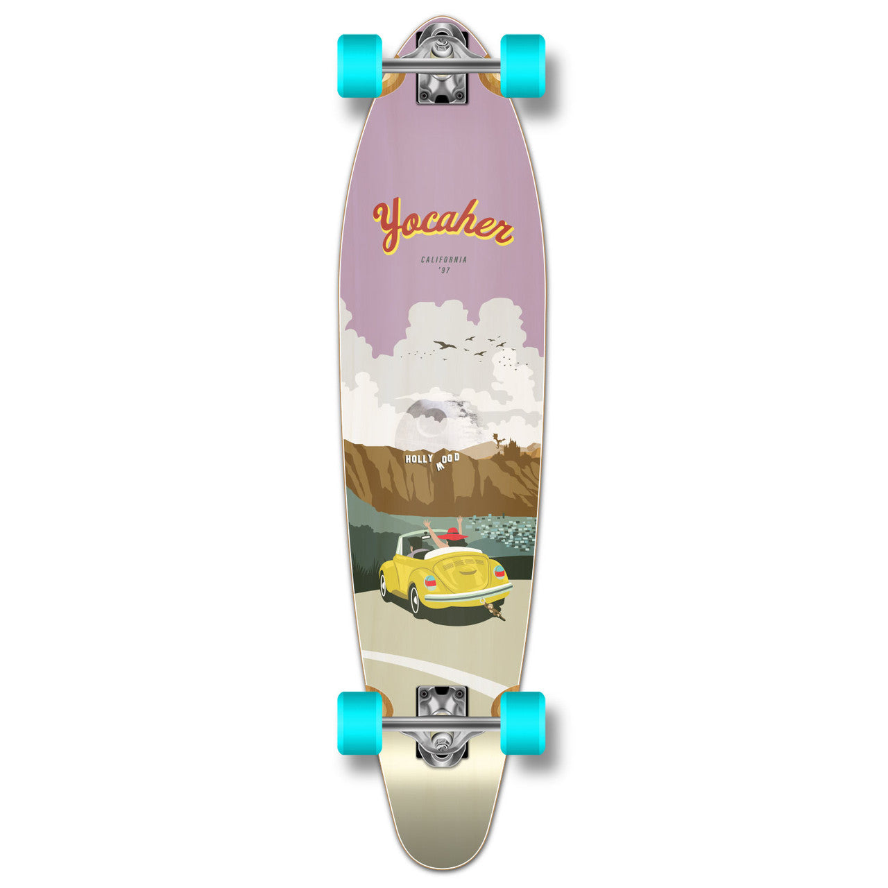 Yocaher Kicktail Longboard Complete - VW Bettle Series - Yellow