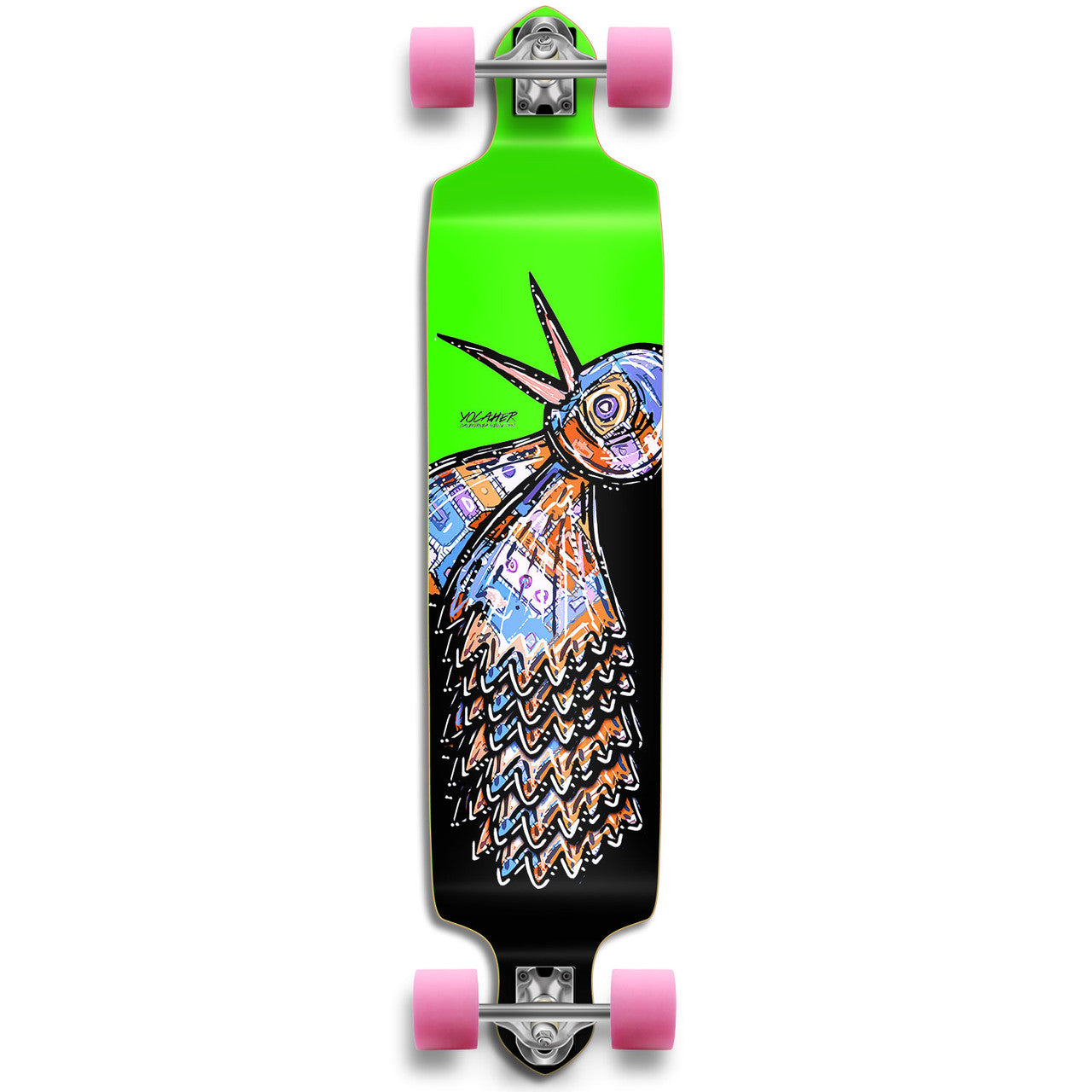 Yocaher Drop Down Longboard Complete - The Bird Green