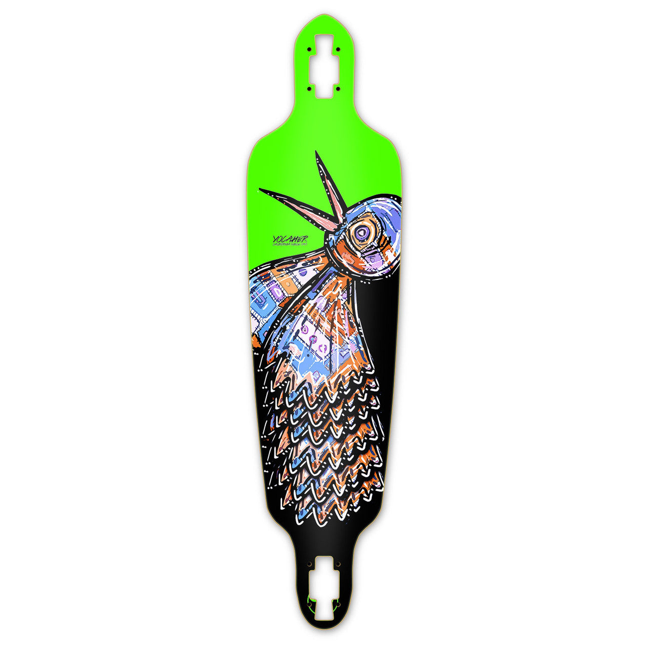 Yocaher Drop Through Longboard Deck - The Bird Green