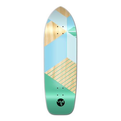 Yocaher Old School Longboard Deck - Geometric Series - Green