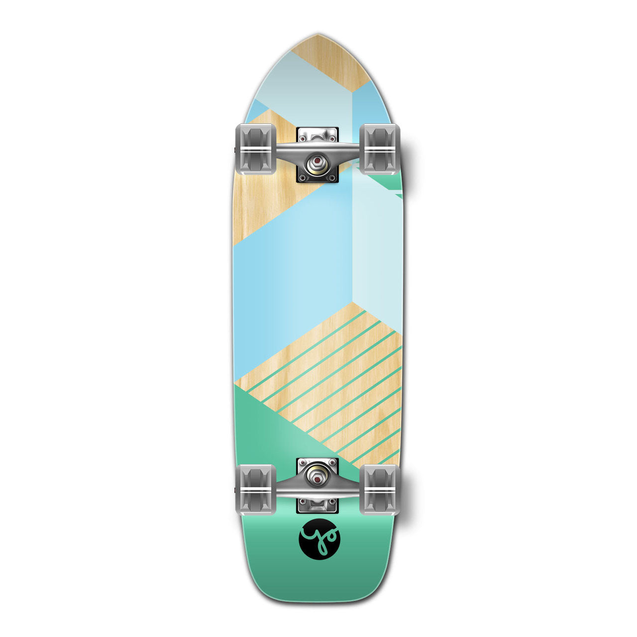 Yocaher Old School Longboard Complete - Geometric Series - Green