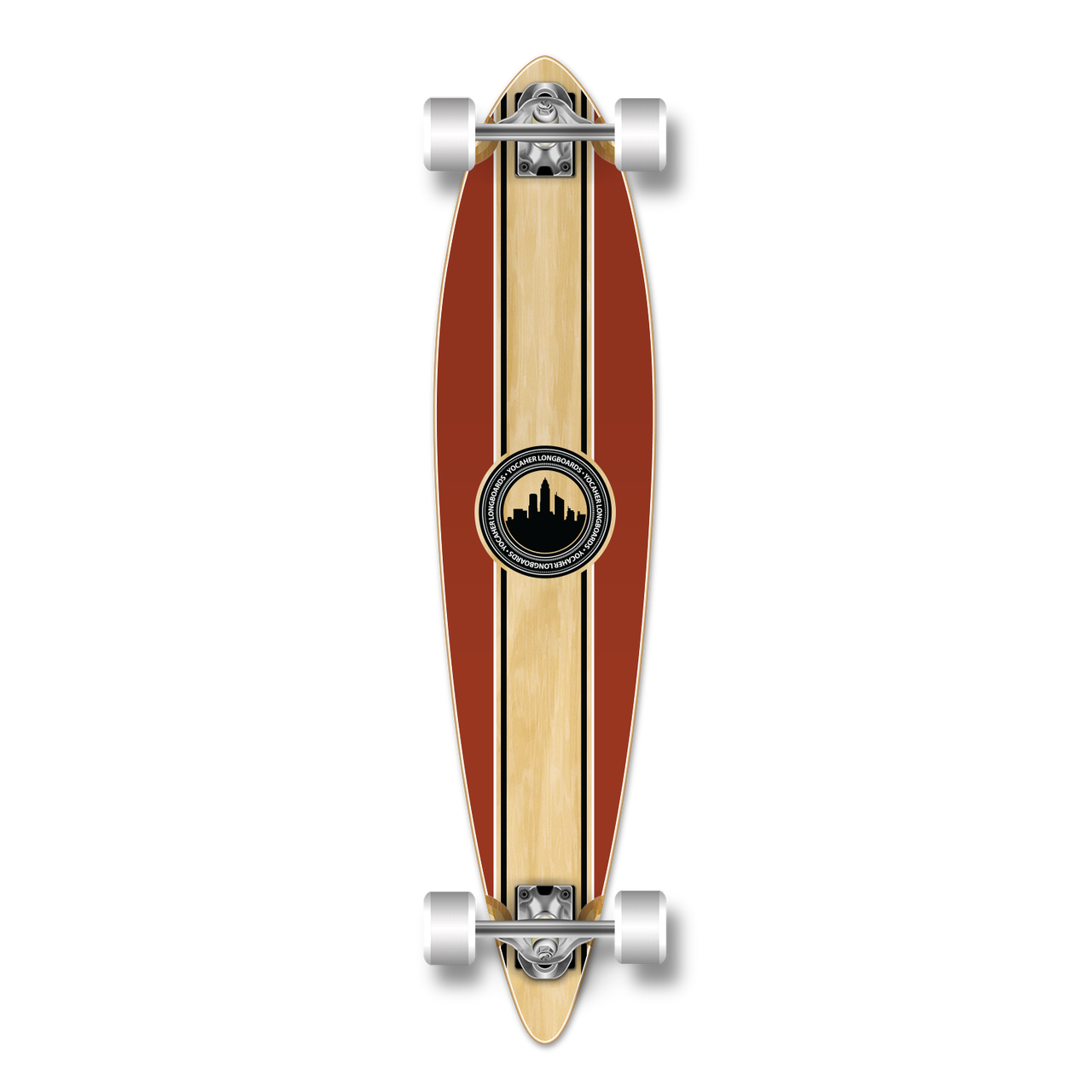 Yocaher Pintail Longboard Complete - Crest Burgundy