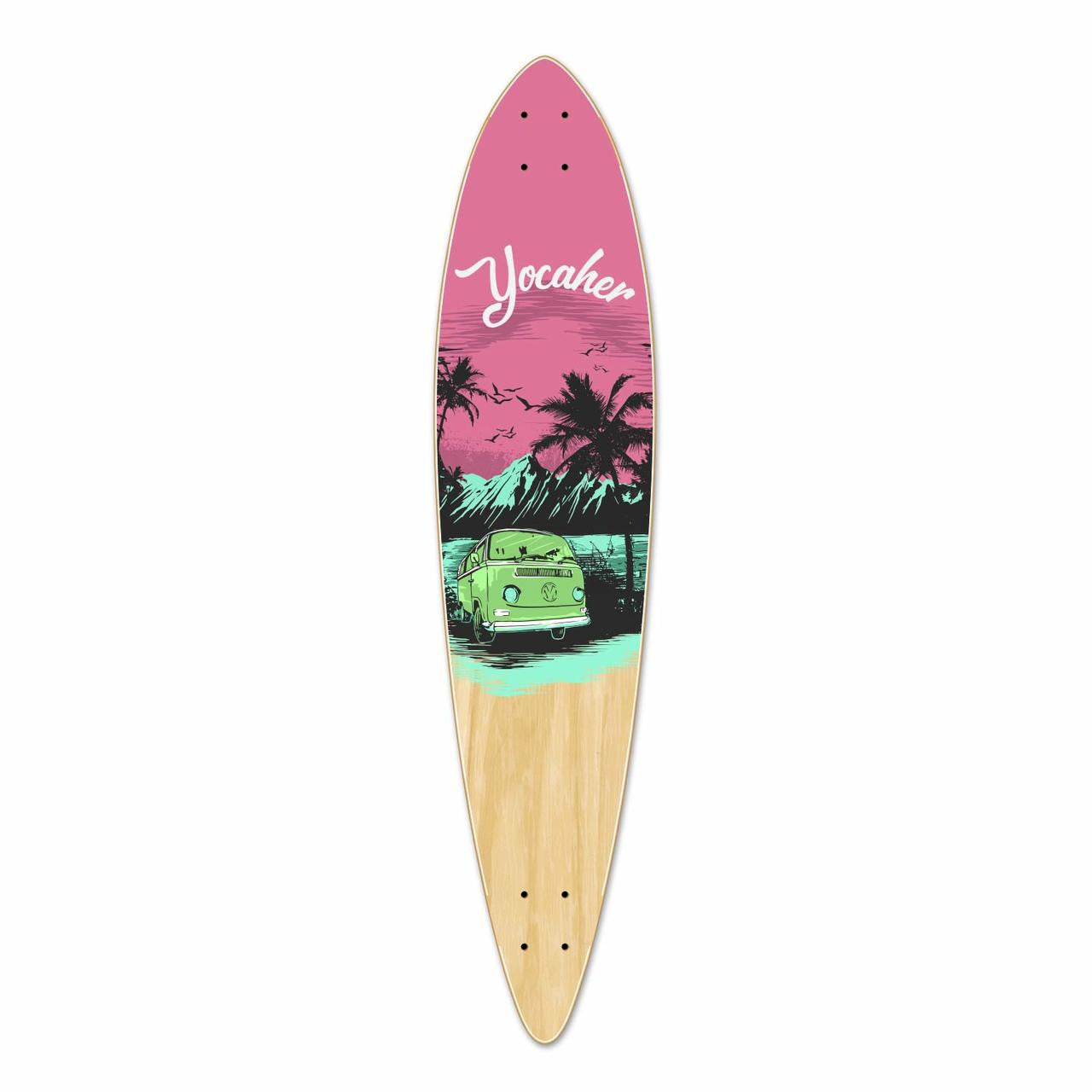 Yocaher Pintail Longboard Deck - Pink N' Mint