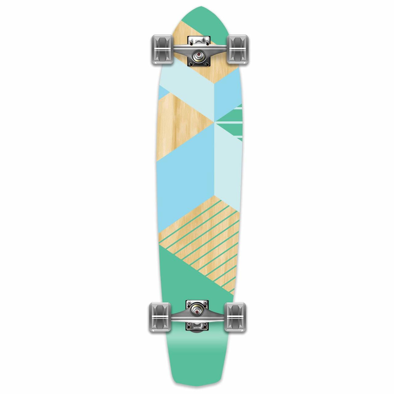 Yocaher Slimkick Longboard Complete - Geometric Series - Green