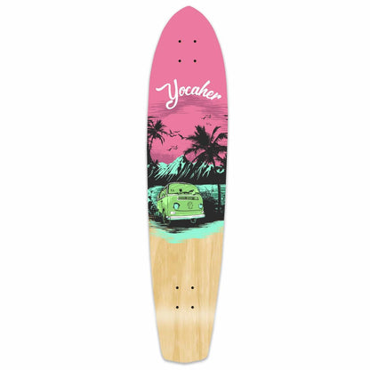 Yocaher Slimkick Longboard Deck - VW Series - Pink N' Mint