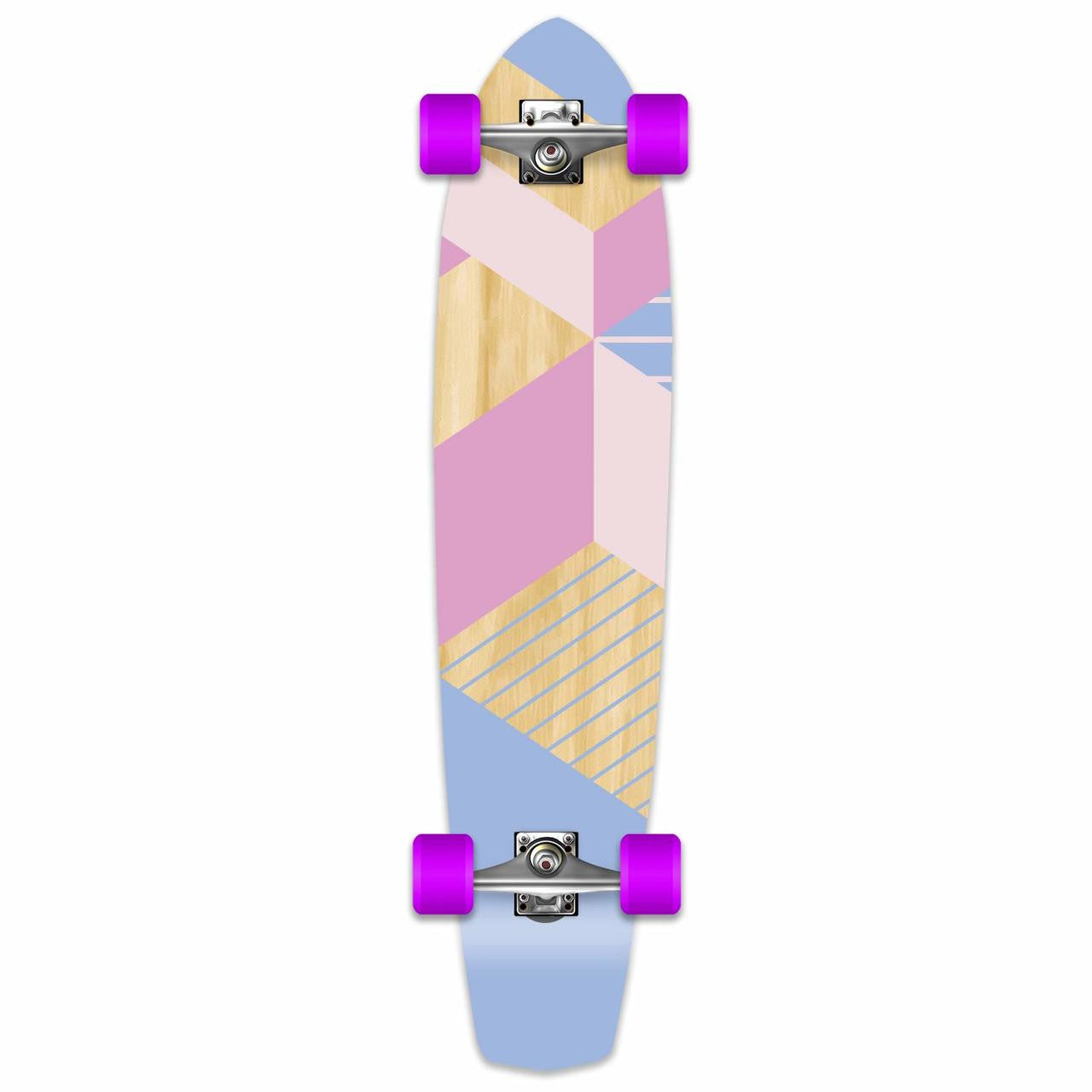 Yocaher Slimkick Longboard Complete - Geometric Series - Purple