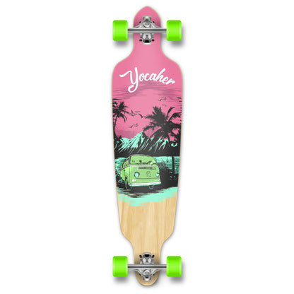 Yocaher Drop Through Longboard Complete - VW Series - Pink N' Mint
