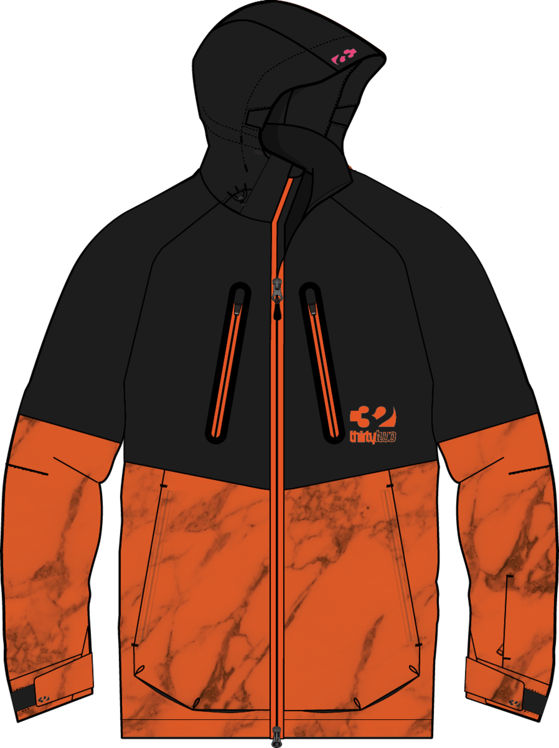 Thirtytwo Men's Tm-3 Jacket Black Orange Clothing