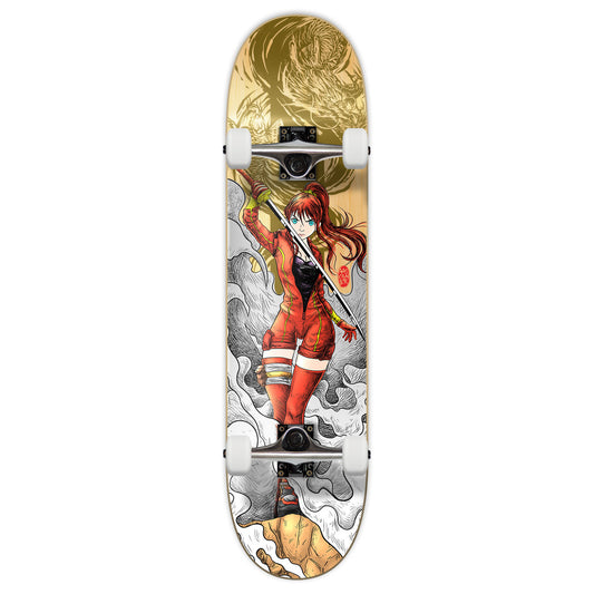 Yocaher Complete Skateboard 7.75" - Samurai Series - Girl Samurai Gold Dragon