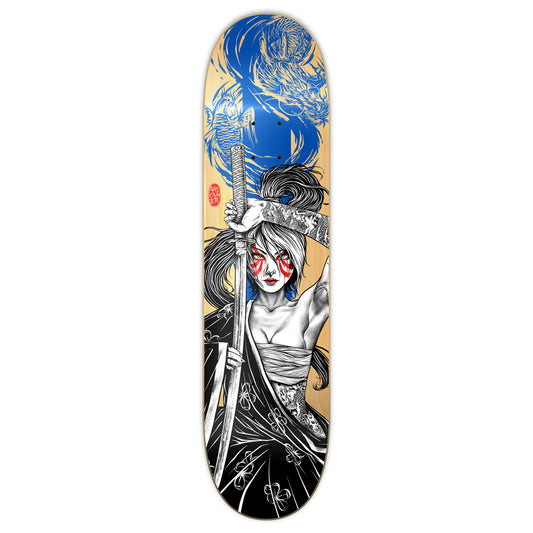 Yocaher Graphic Skateboard Deck  - Samurai Series - Blue Dragon