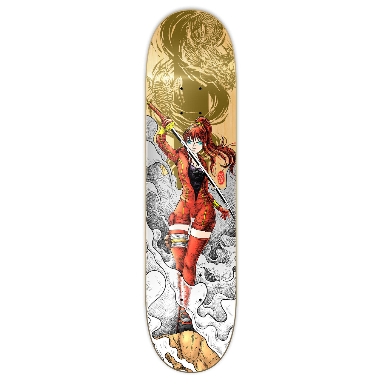 Yocaher Graphic Skateboard Deck  - Samurai Series - Gold Dragon