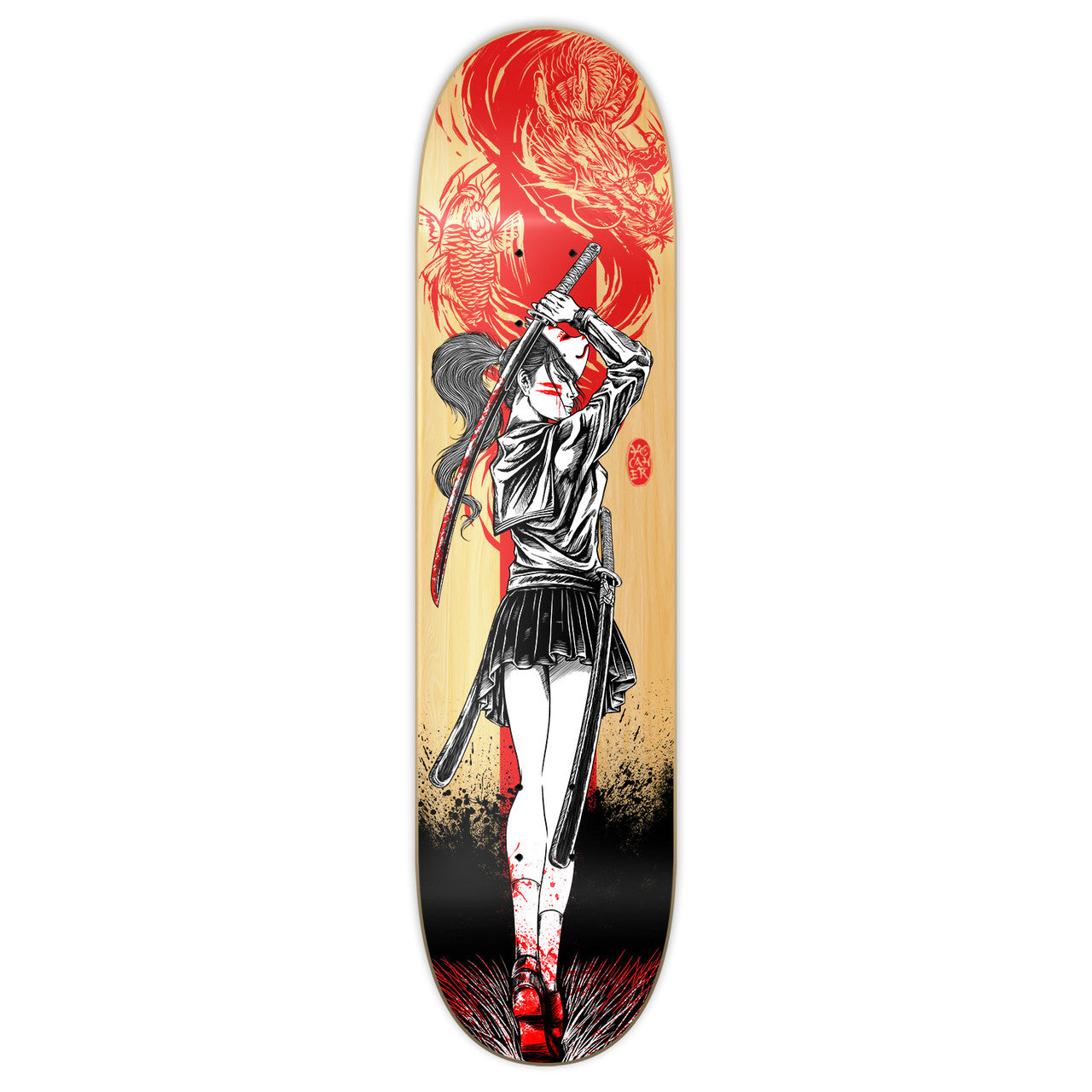 Yocaher Graphic Skateboard Deck  - Samurai Series - Red Dragon